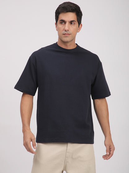 Textured Knit T-Shirt for Men. (Blue)