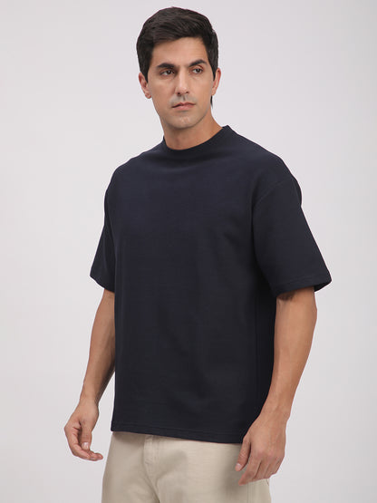 Textured Knit T-Shirt for Men. (Blue)
