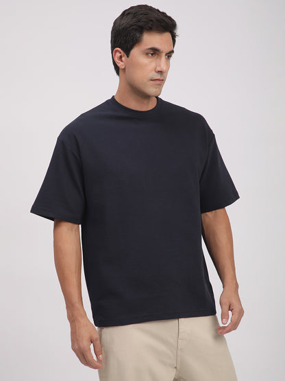 Textured Knit T-Shirt for Men. (Blue)