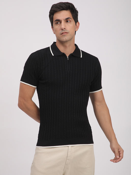 Knitted T-Shirt for Men. (Black)