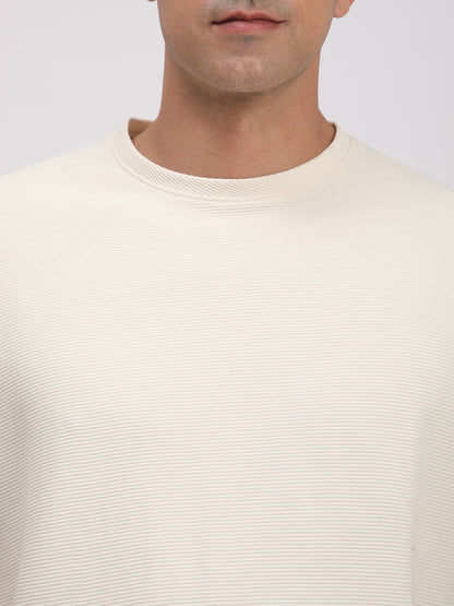 Textured Knit T-Shirt for Men. (Off-White)