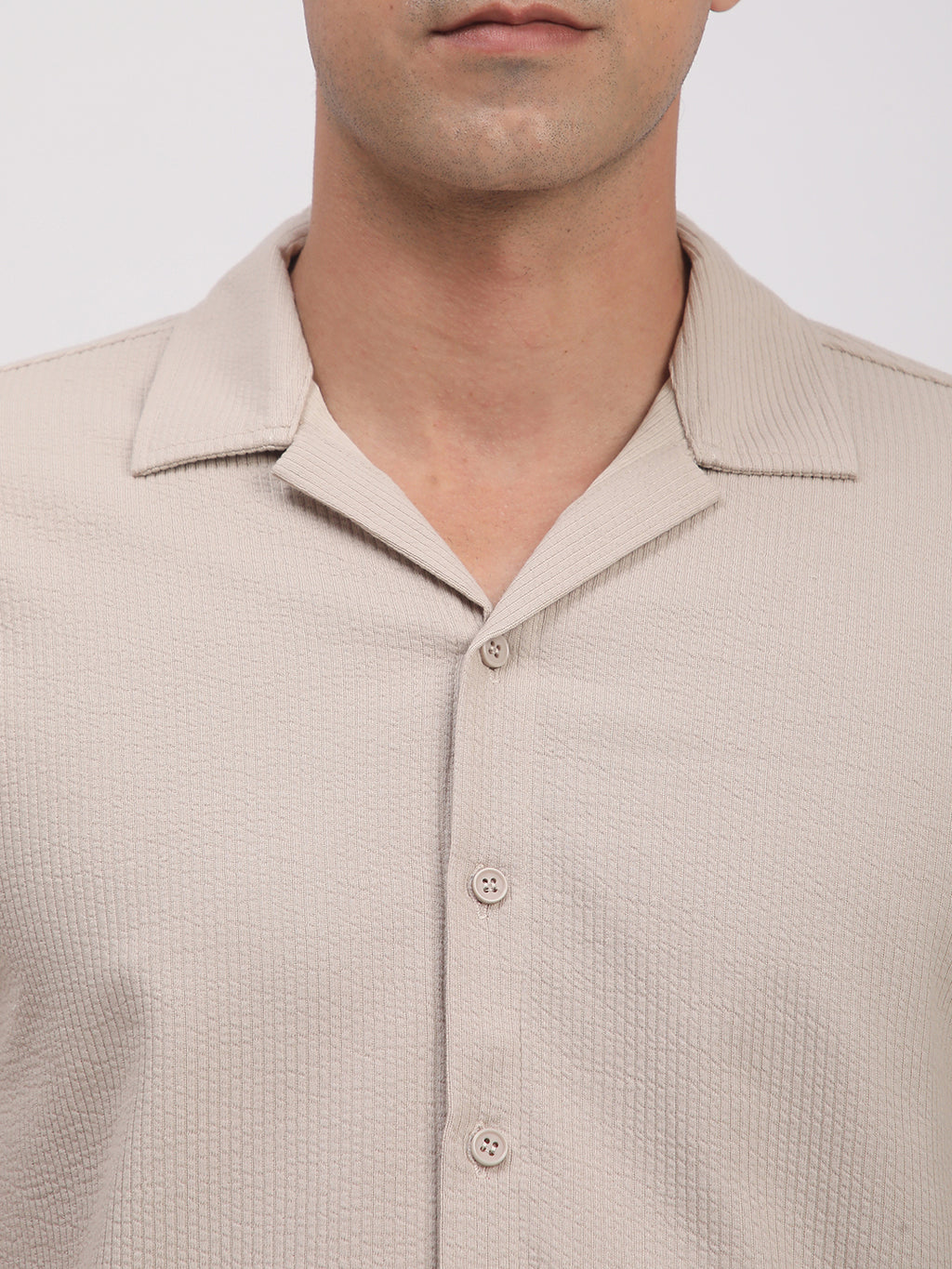 Regular Fit Corduroy Textured Shirt.(Ecru)