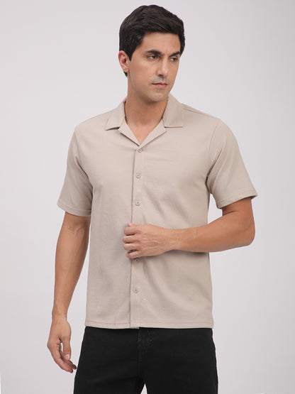 Regular Fit Corduroy Textured Shirt.(Ecru)