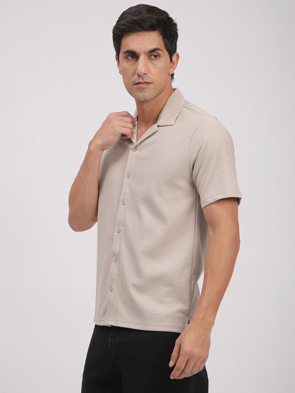 Regular Fit Corduroy Textured Shirt.(Ecru)