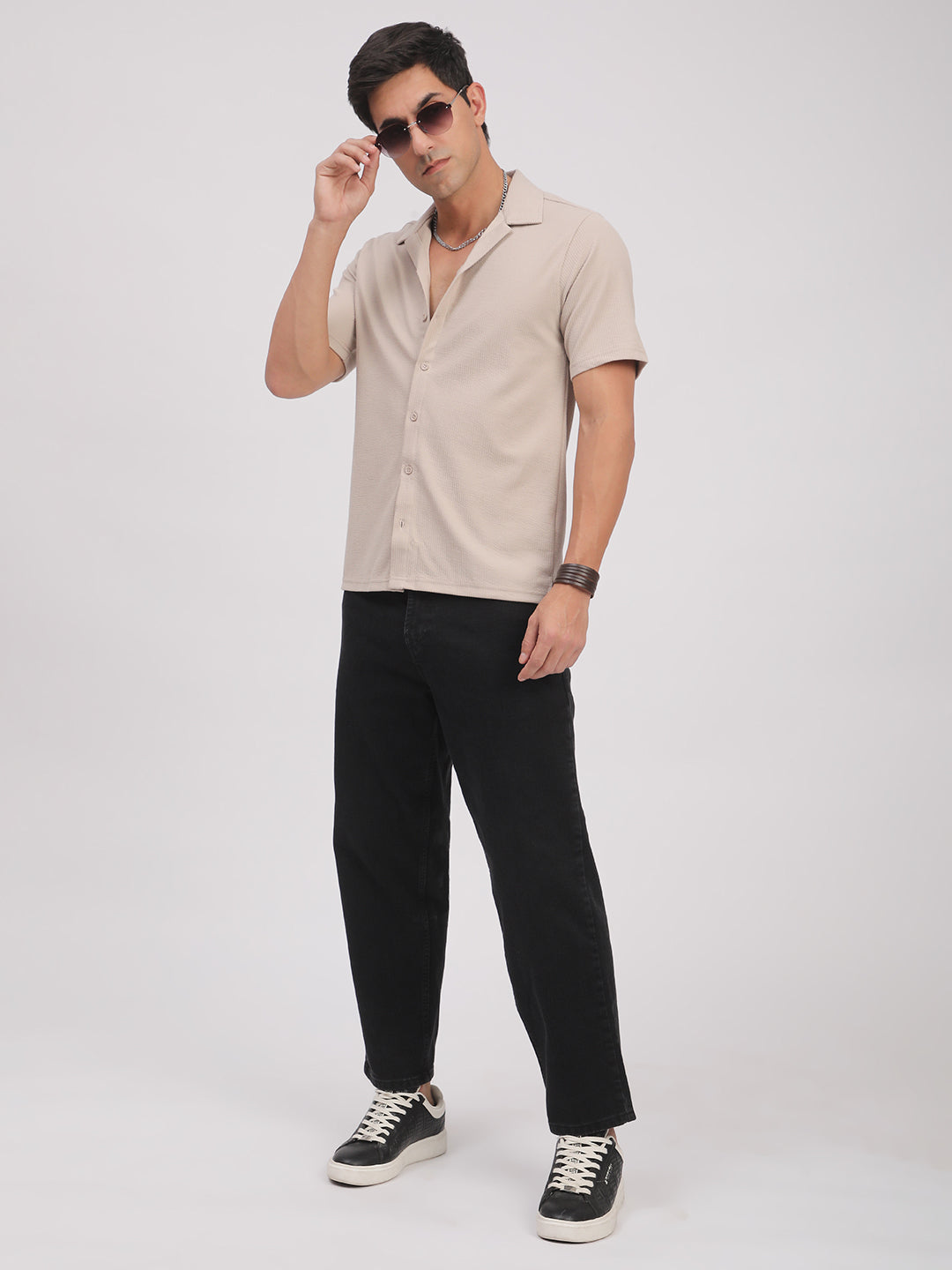 Regular Fit Corduroy Textured Shirt.(Ecru)
