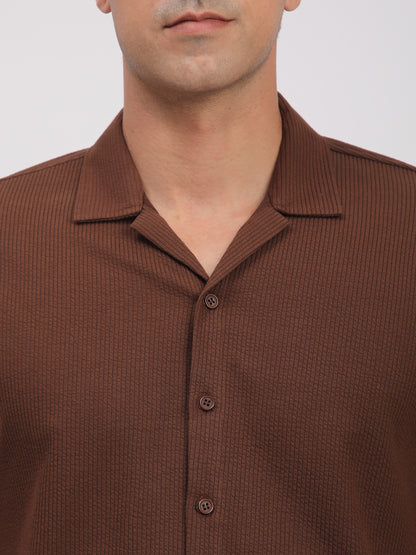 Regular Fit Corduroy Textured Shirt.(Brown)