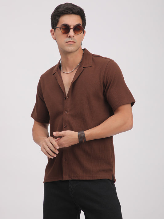 Regular Fit Corduroy Textured Shirt.(Brown)