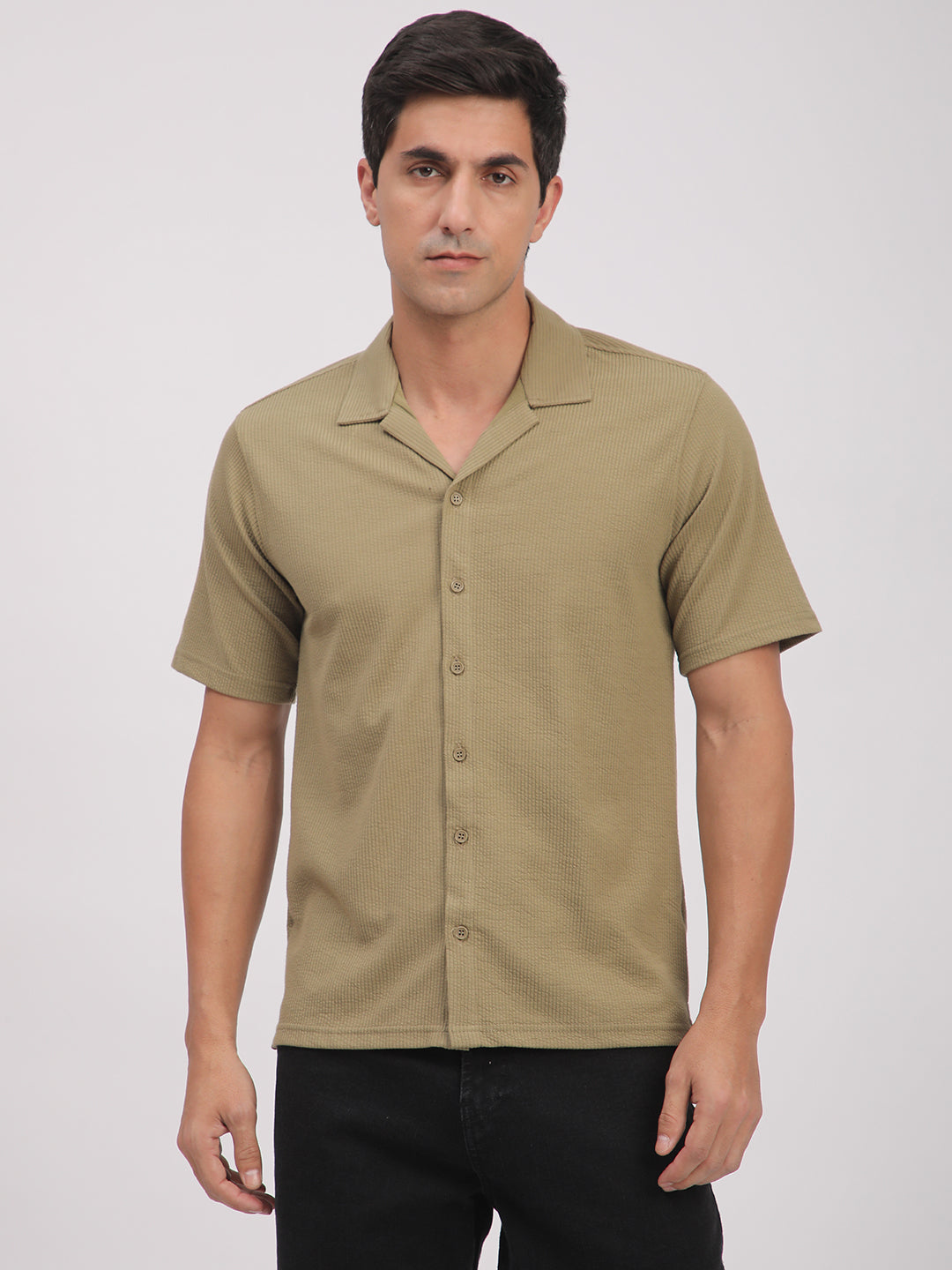 Regular Fit Corduroy Textured Shirt.(Skin)