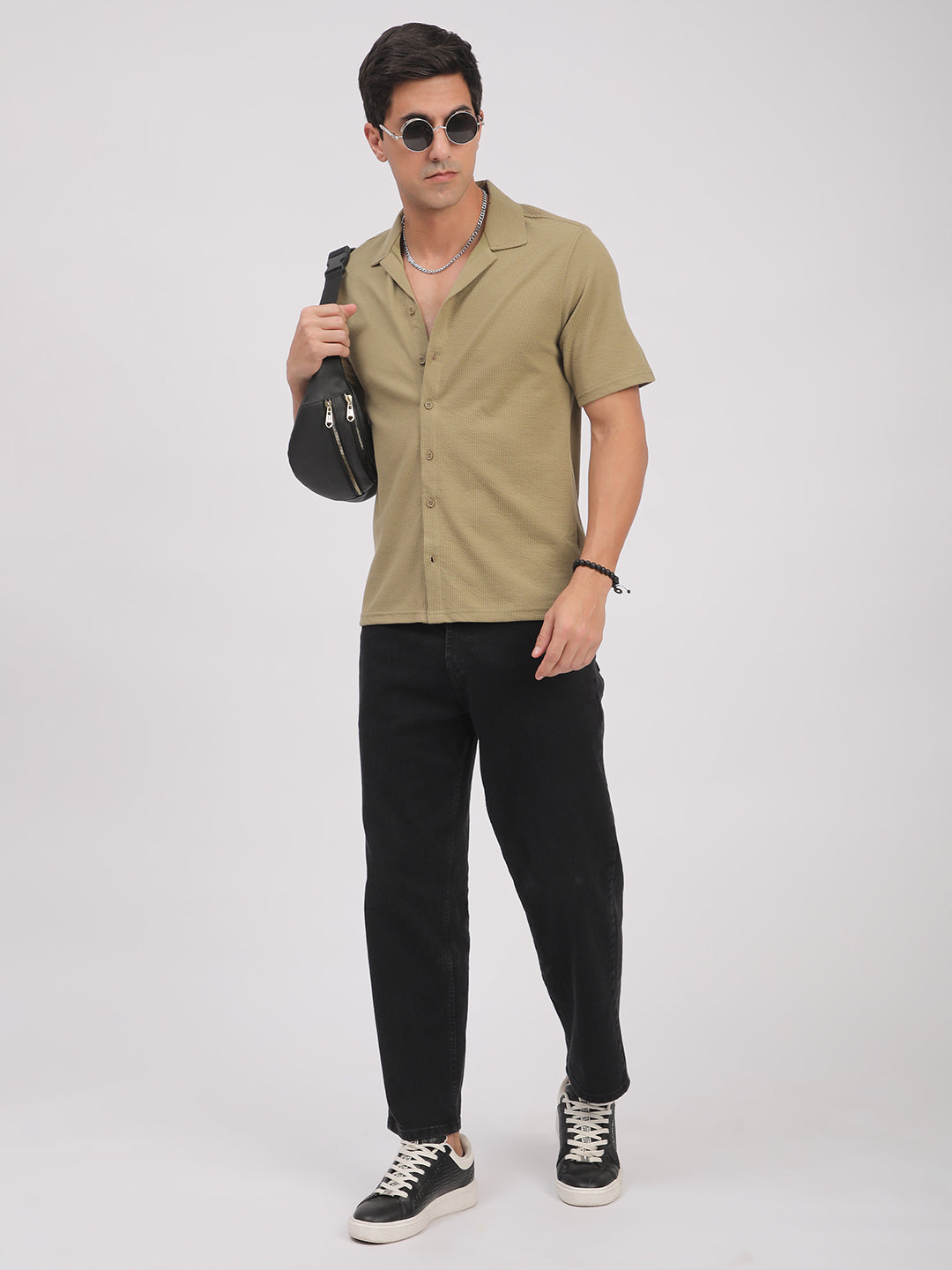 Regular Fit Corduroy Textured Shirt.(Skin)