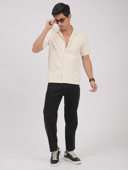Regular Fit Corduroy Textured Shirt.(Off-White)