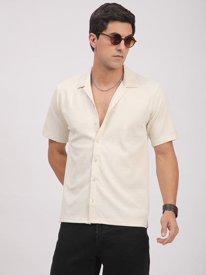 Regular Fit Corduroy Textured Shirt.(Off-White)