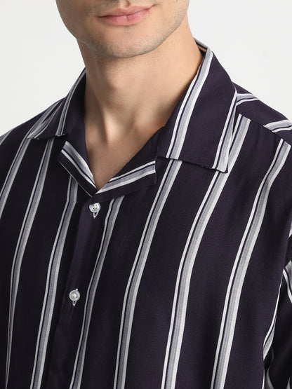 Blue Striped Printed Shirt for Men