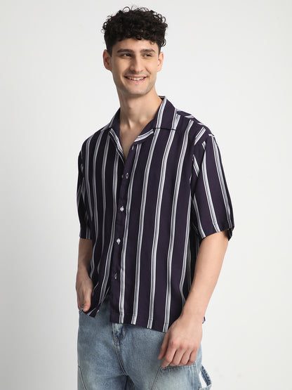 blue striped shirt for men