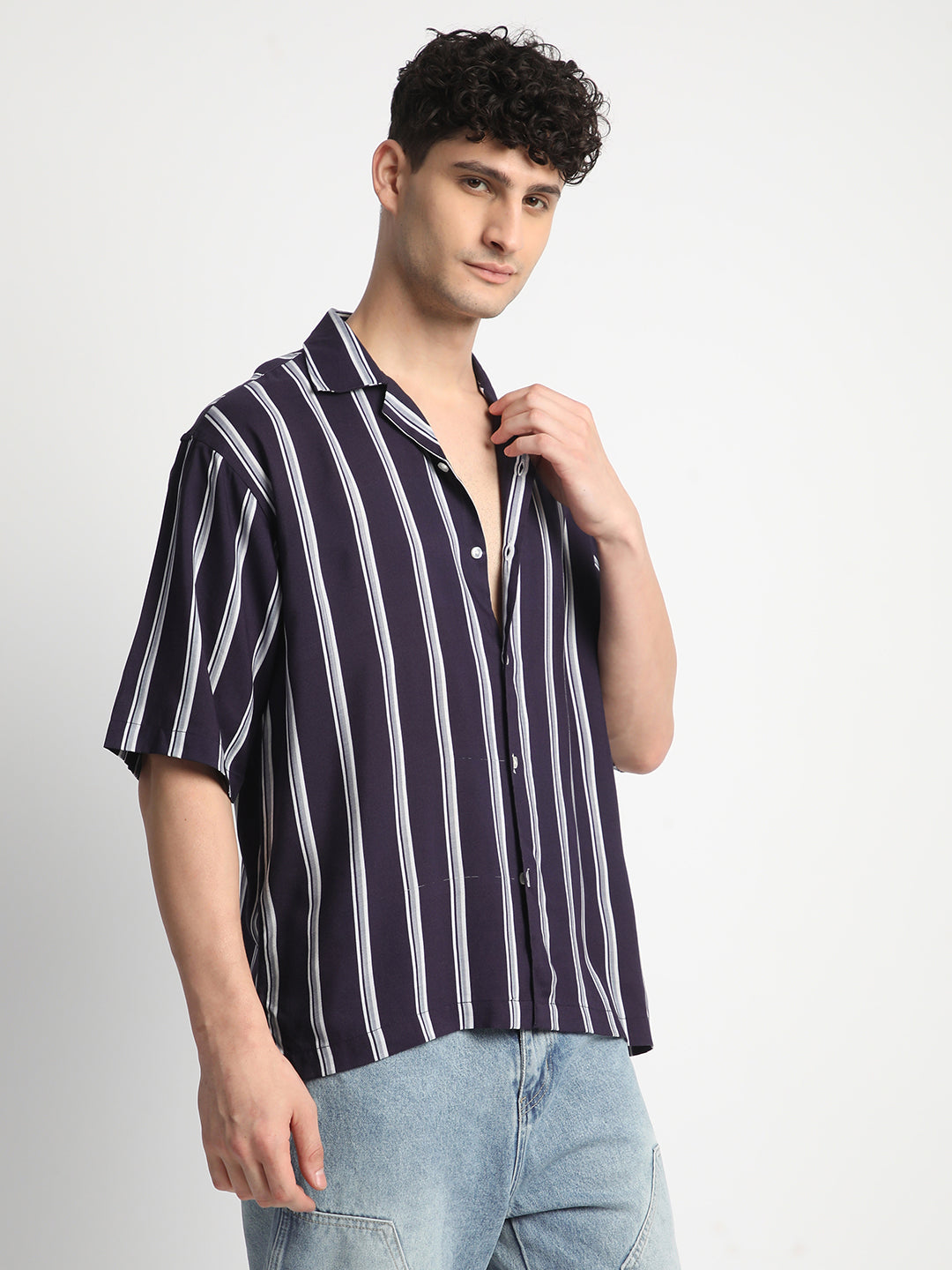 Blue Striped Printed Shirt for Men