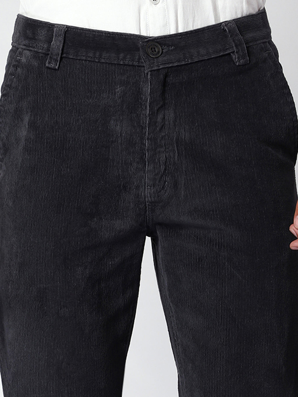 Dark Grey Corduroy Trouser For Men.