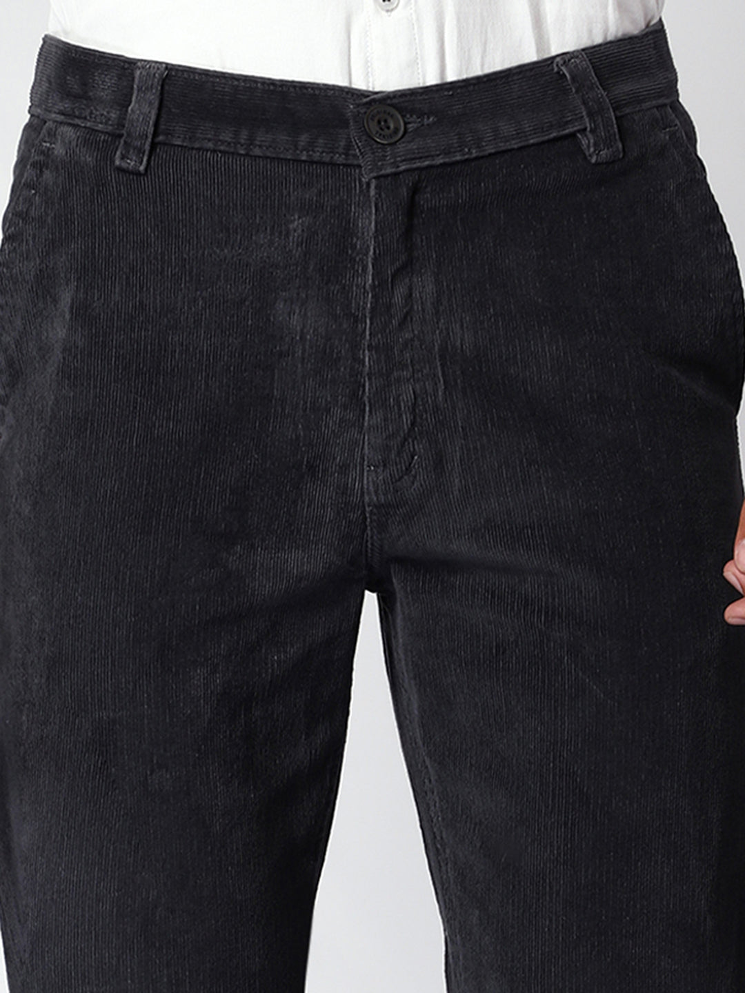 Dark Grey Corduroy Trouser For Men.