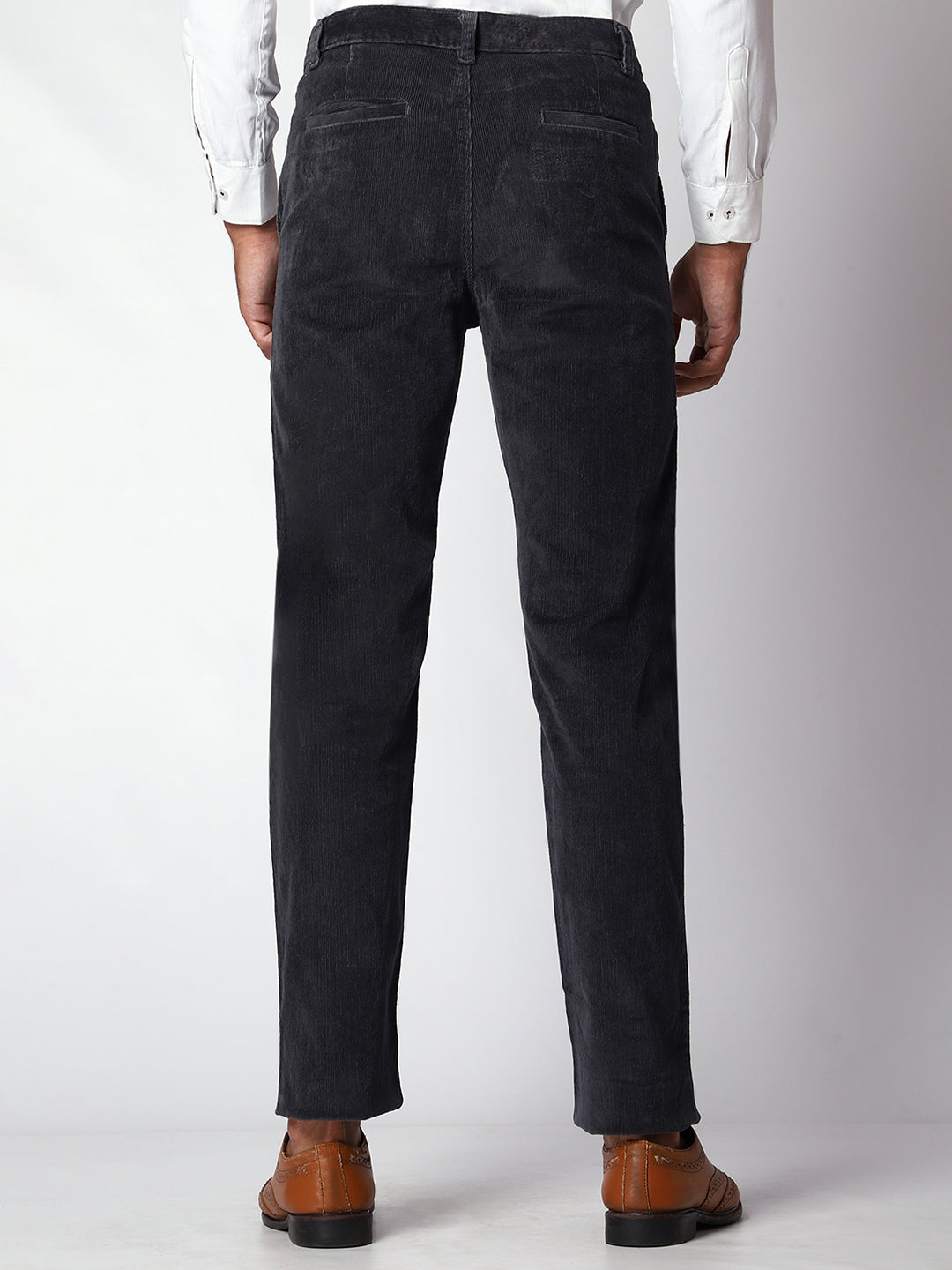 Dark Grey Corduroy Trouser For Men.