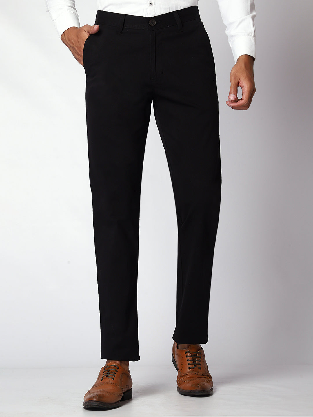 Black Casual Chinos For Men.
