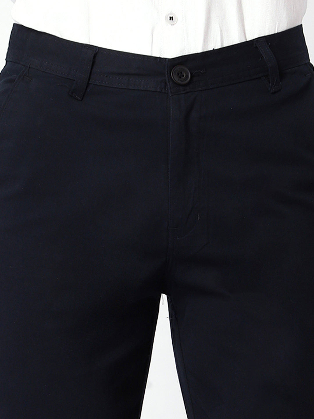 Navy Blue Casual Chinos For Men.