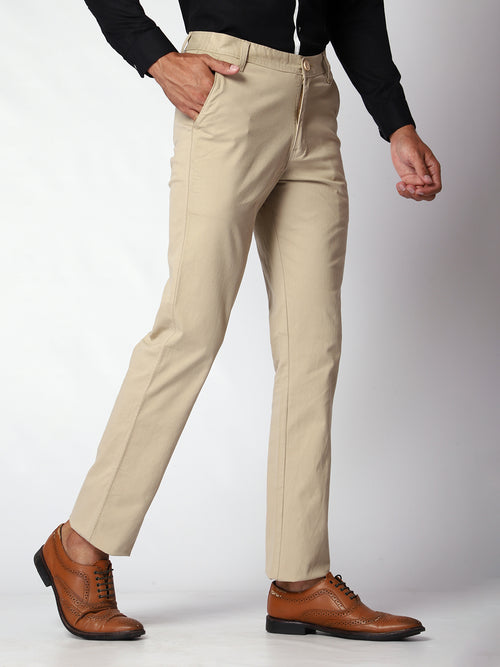 Beige Casual Chinos For Men.