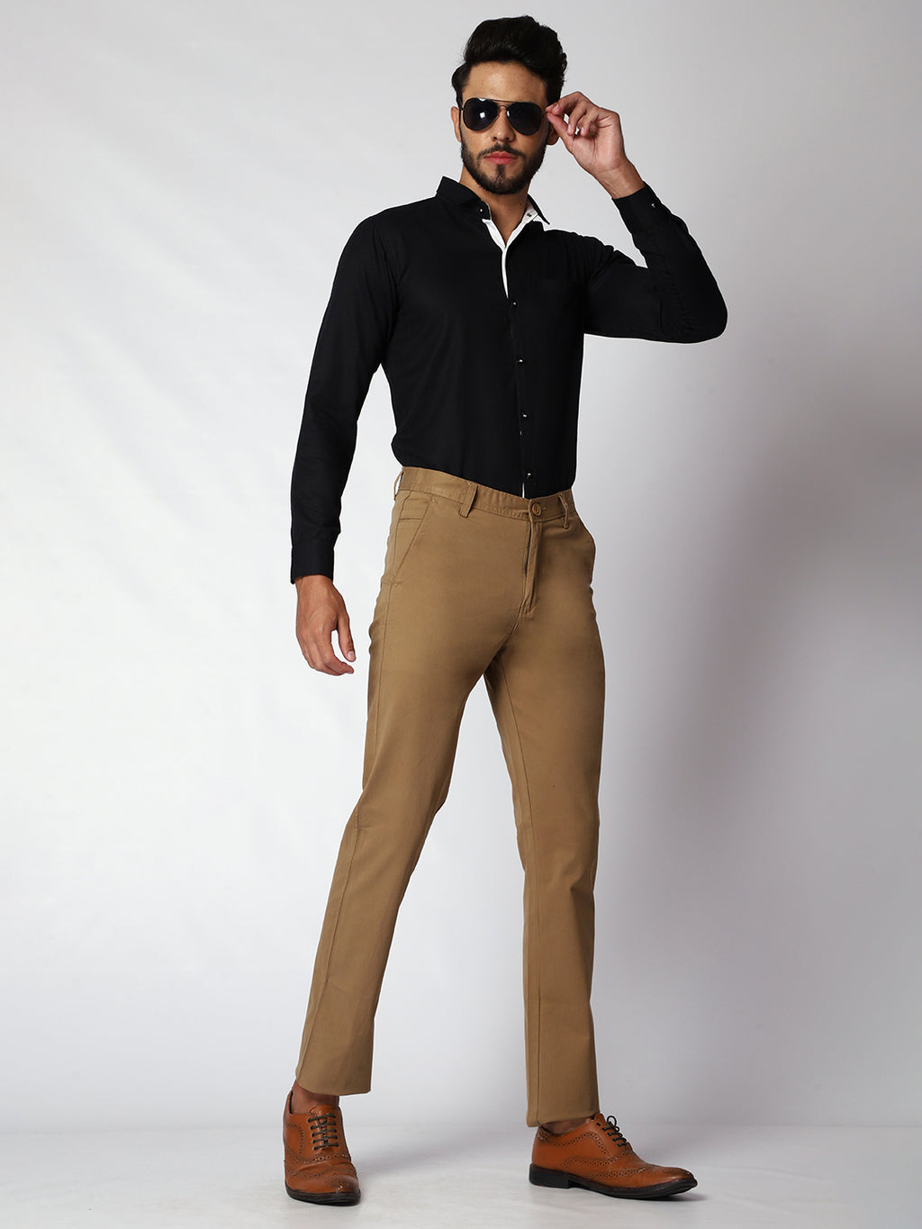 Khakhi Casual Chinos For Men.