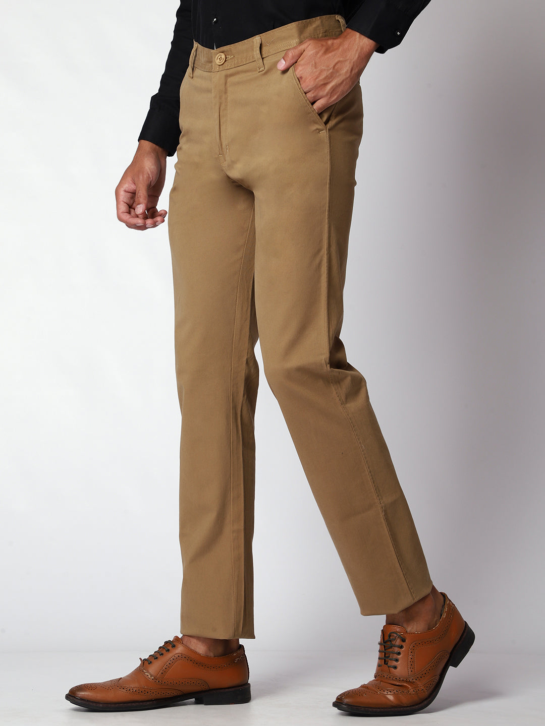 Khakhi Casual Chinos For Men.
