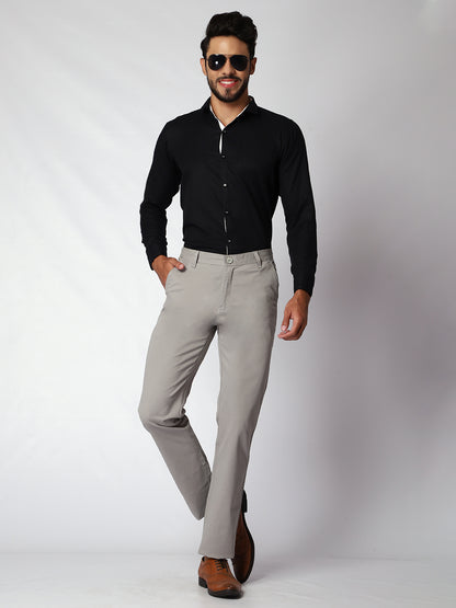 Grey Casual Chinos For Men.