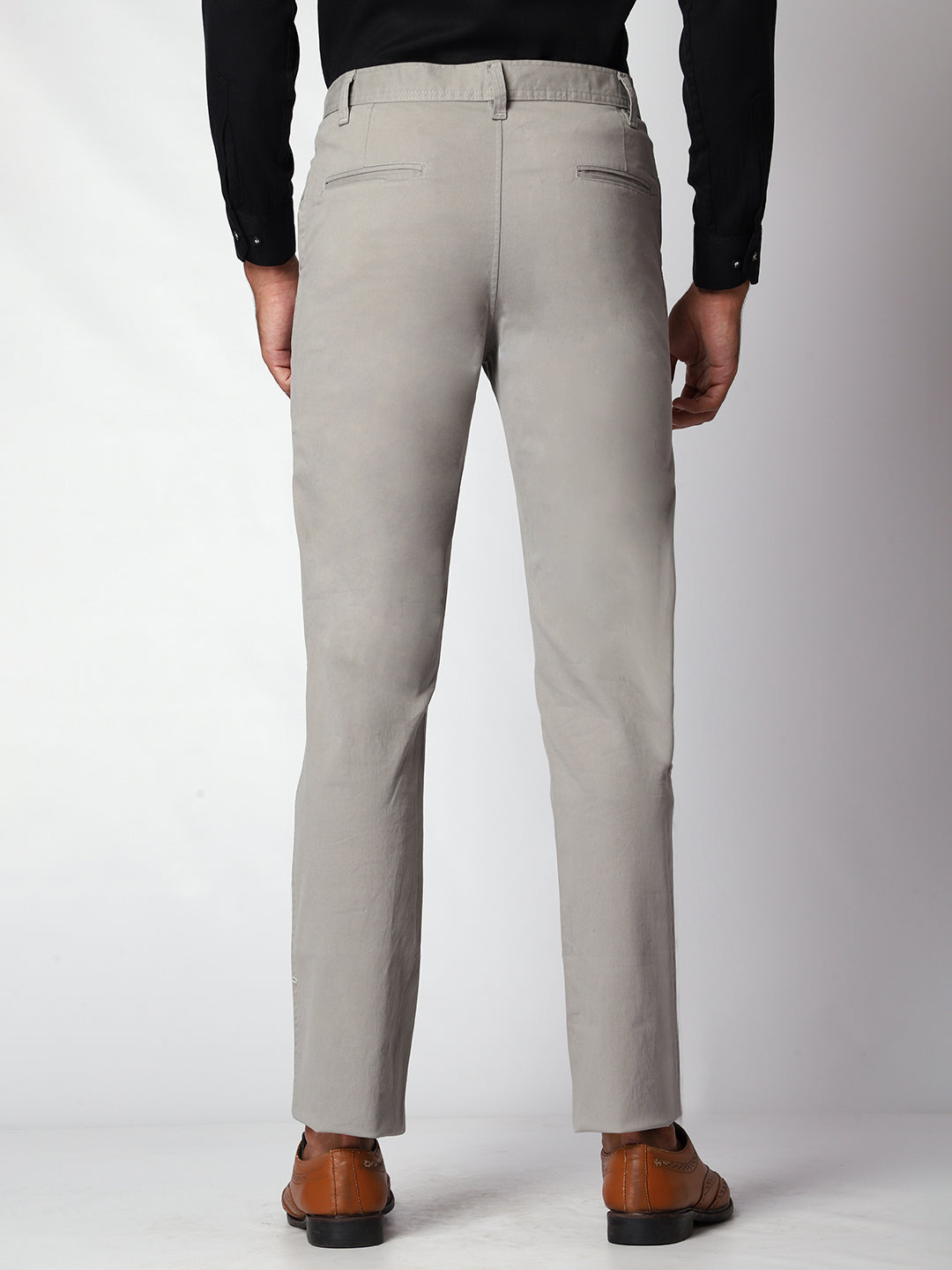 Grey Casual Chinos For Men.
