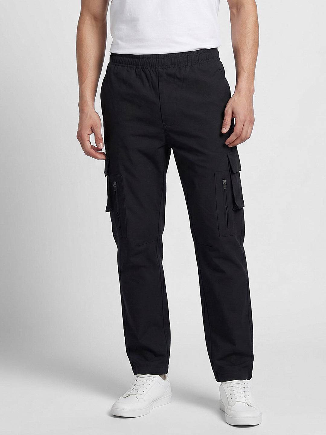 Relaxed Fit 7 Pocket Cargo Pant For Men (Black)