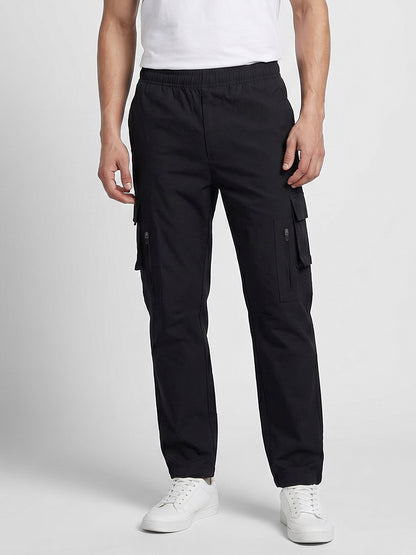 Relaxed Fit 7 Pocket Cargo Pant For Men (Black)