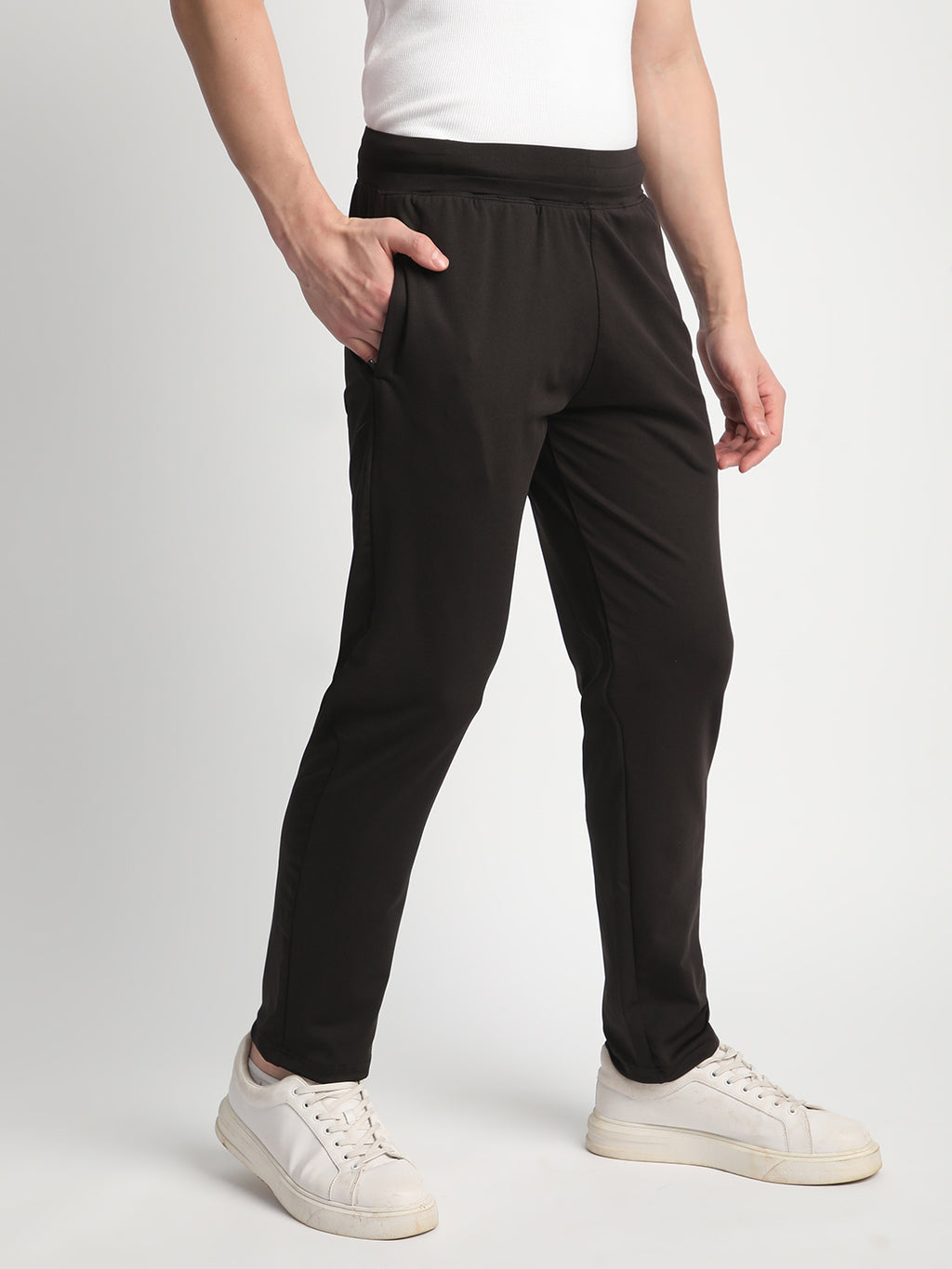 Rapid Dry Black Solid Track Pant for Men. (DRITX)