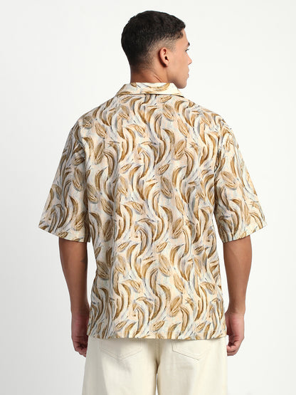 Abstract Print Linen Shirt for Men.