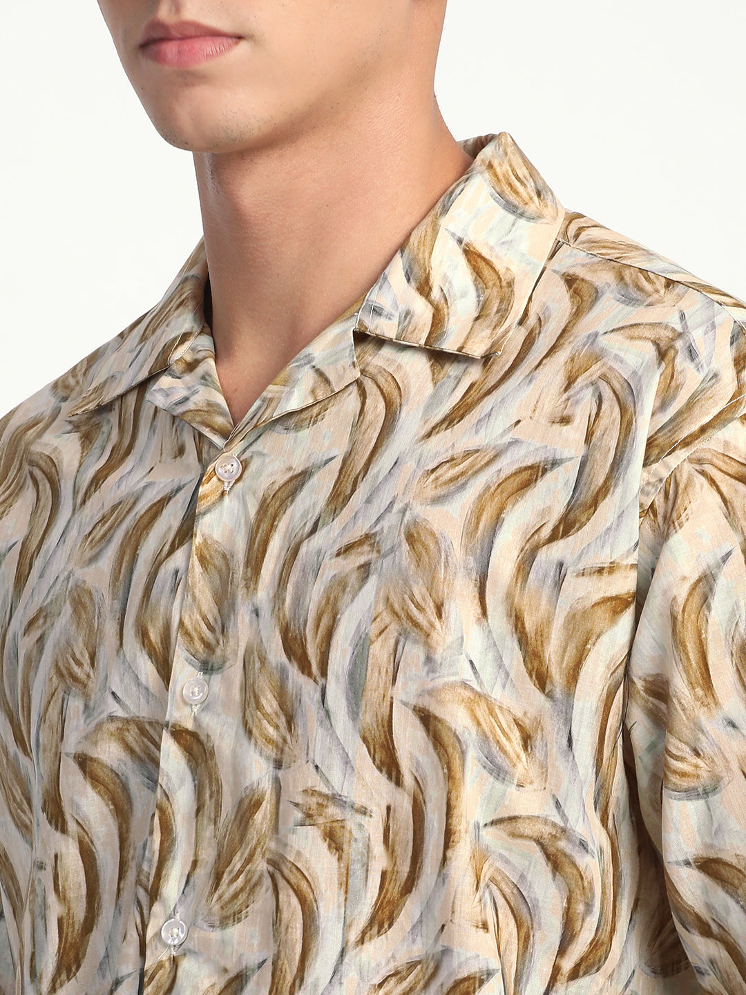 Abstract Print Linen Shirt for Men.