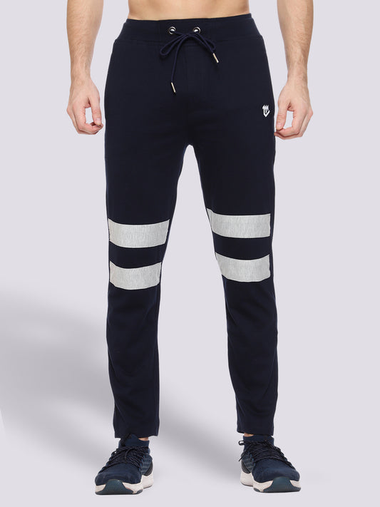 Blue Front Stripe Cotton Track Pant for Men