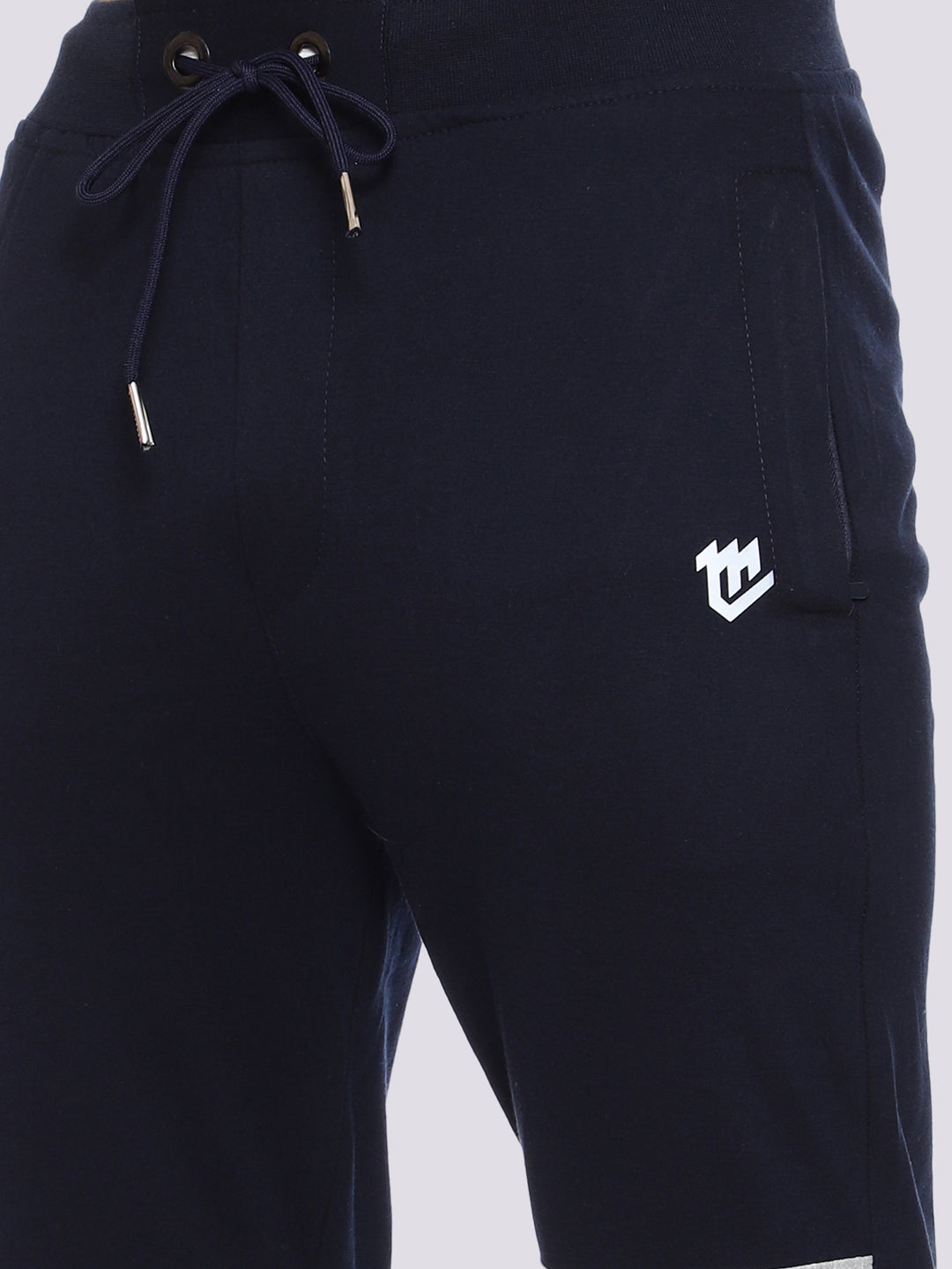 Blue Front Stripe Cotton Track Pant for Men