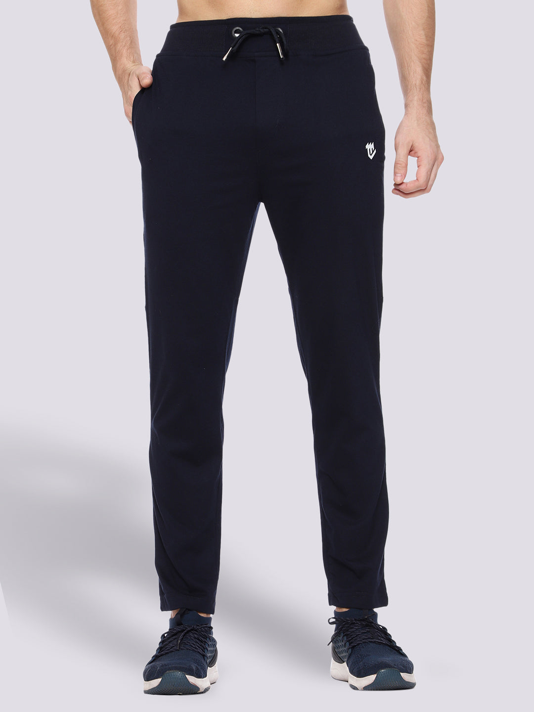 Side Stripe Blue Cotton Track Pant for Men