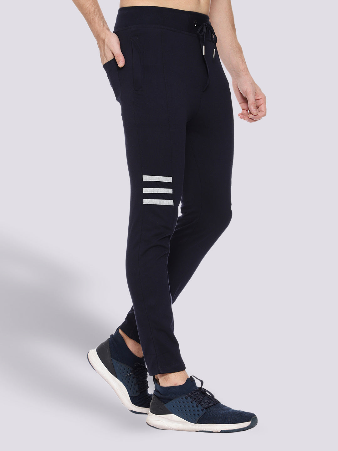 Blue Cotton Track Pant For Men