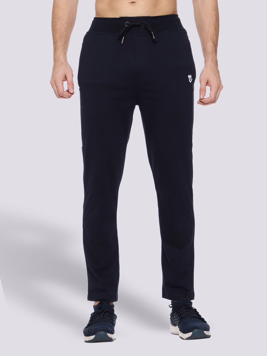 Blue Color-Blocked Cotton Track Pant for Men.
