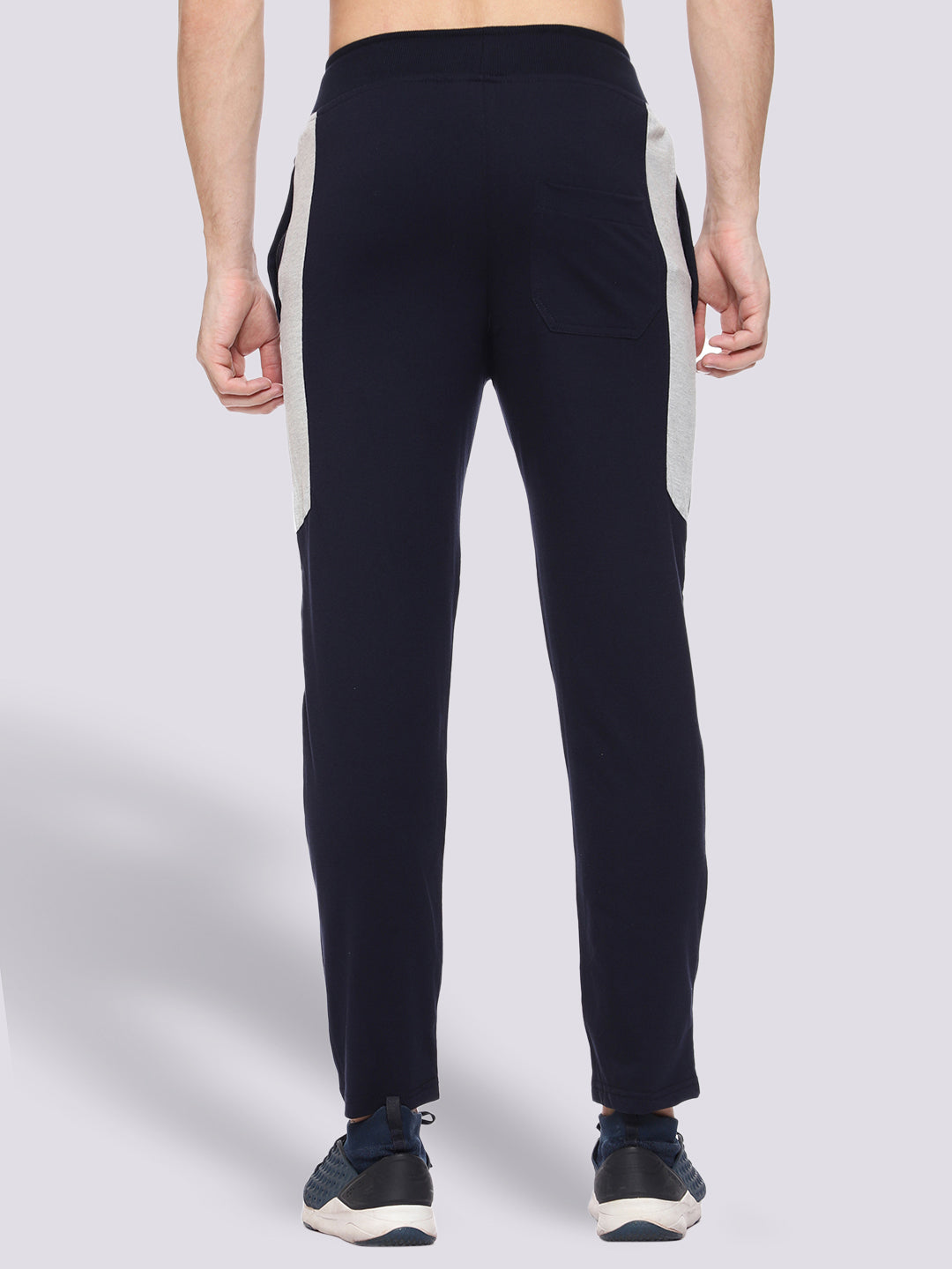 Blue Color-Blocked Cotton Track Pant for Men.