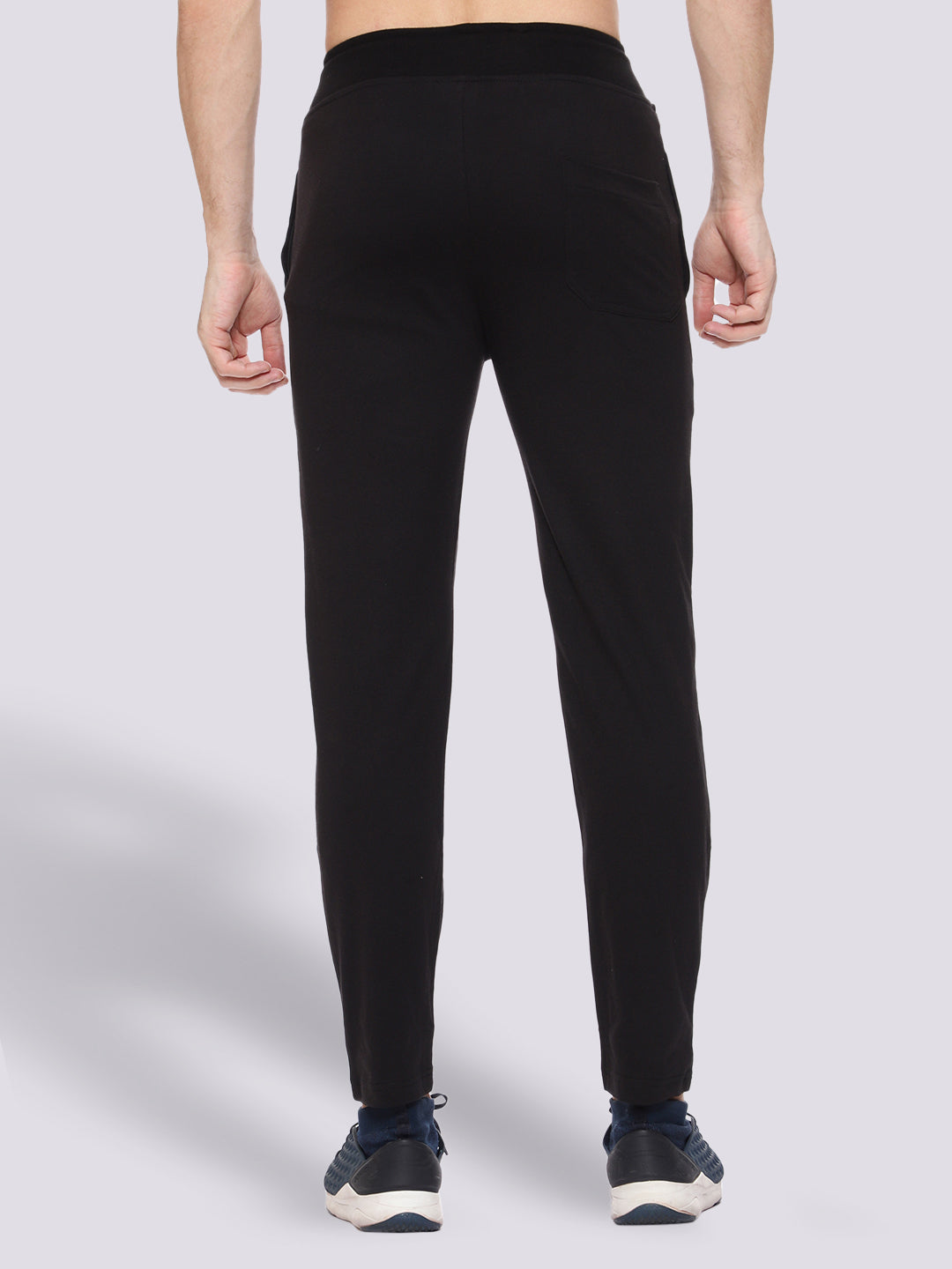 Black Front Stripe Cotton Track Pant for Men