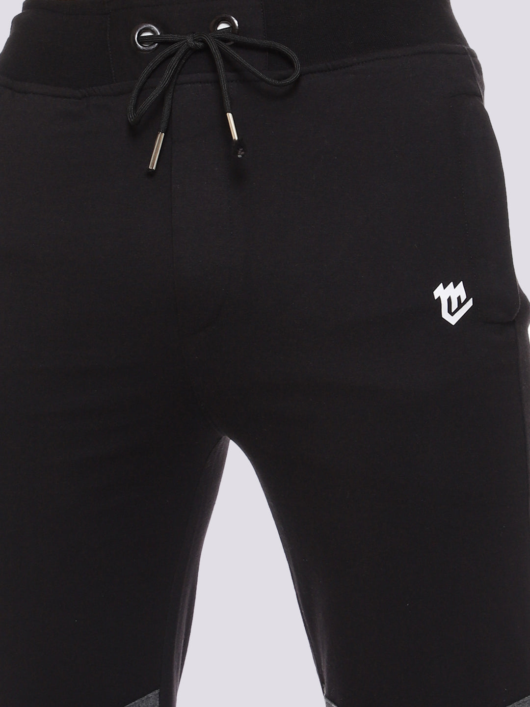 Black Front Stripe Cotton Track Pant for Men