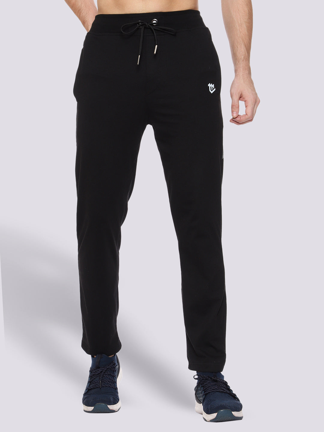 Black Color-Blocked Cotton Track Pant for Men.
