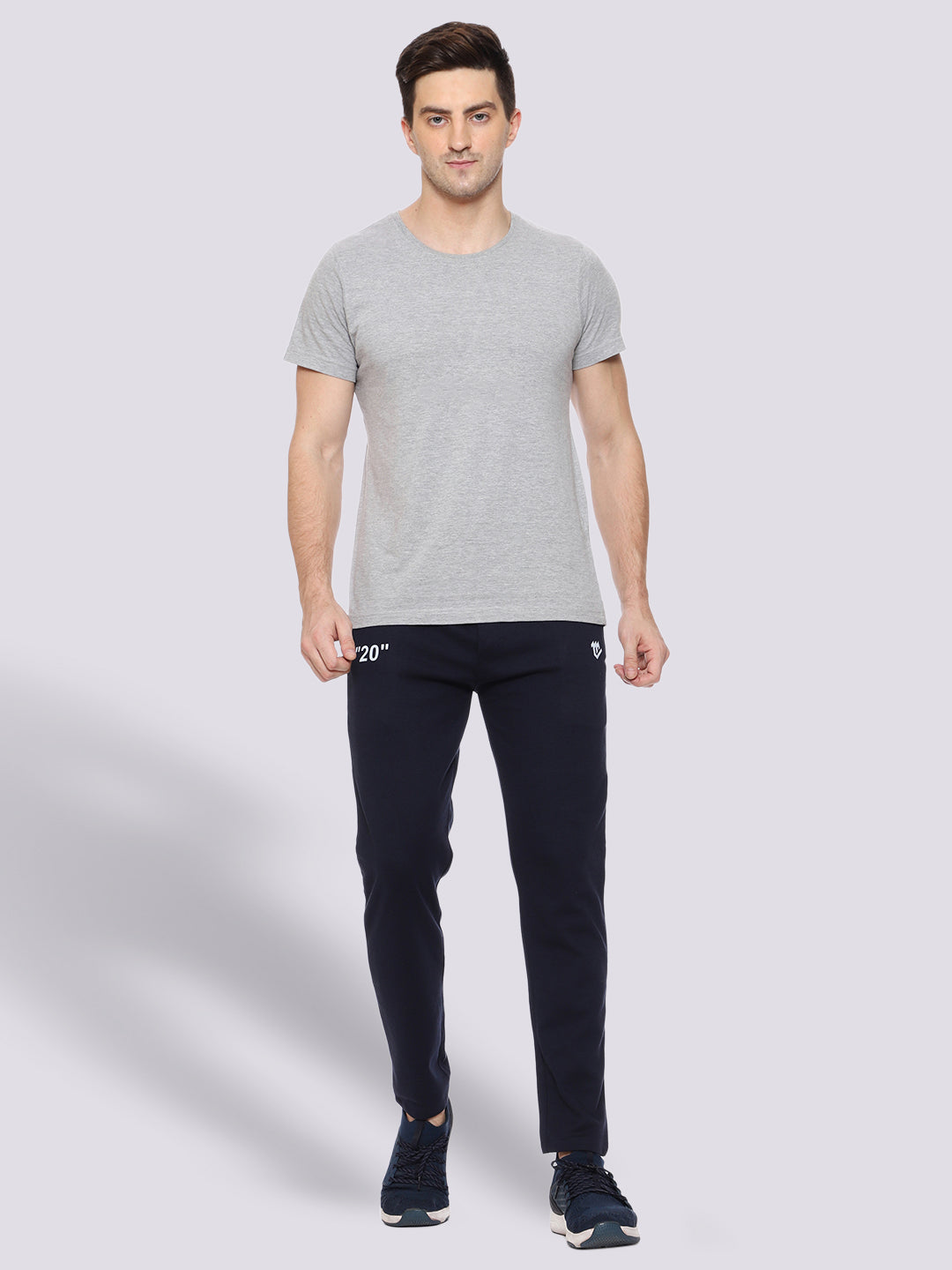 Navy Blue Reflector Cotton Track Pant For Men