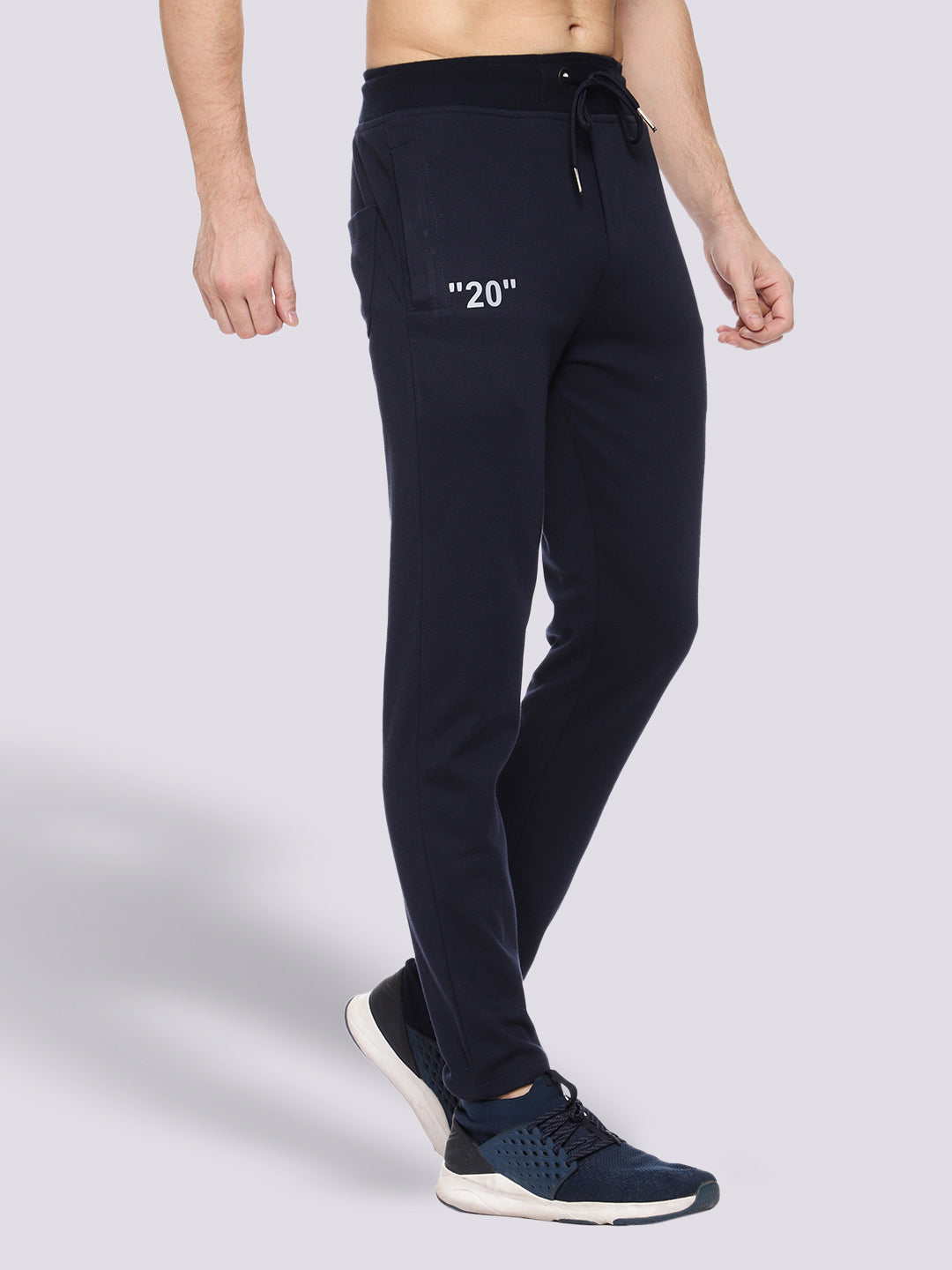 Navy Blue Reflector Cotton Track Pant For Men