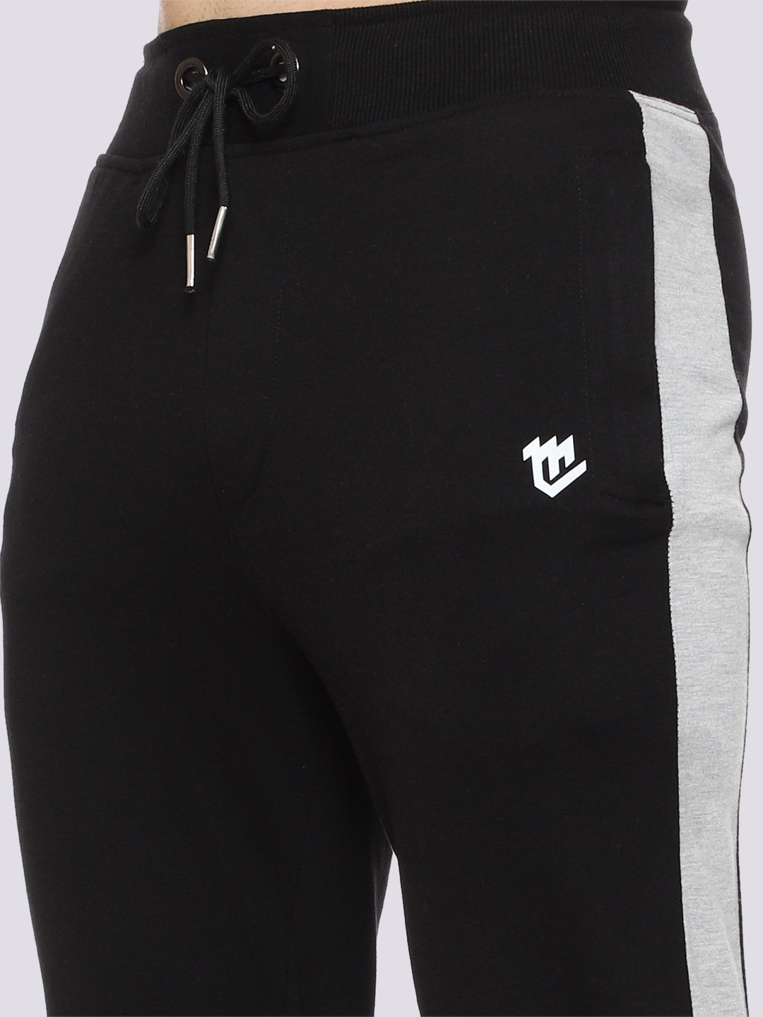 Side Stripe Black Cotton Track Pant for Men.