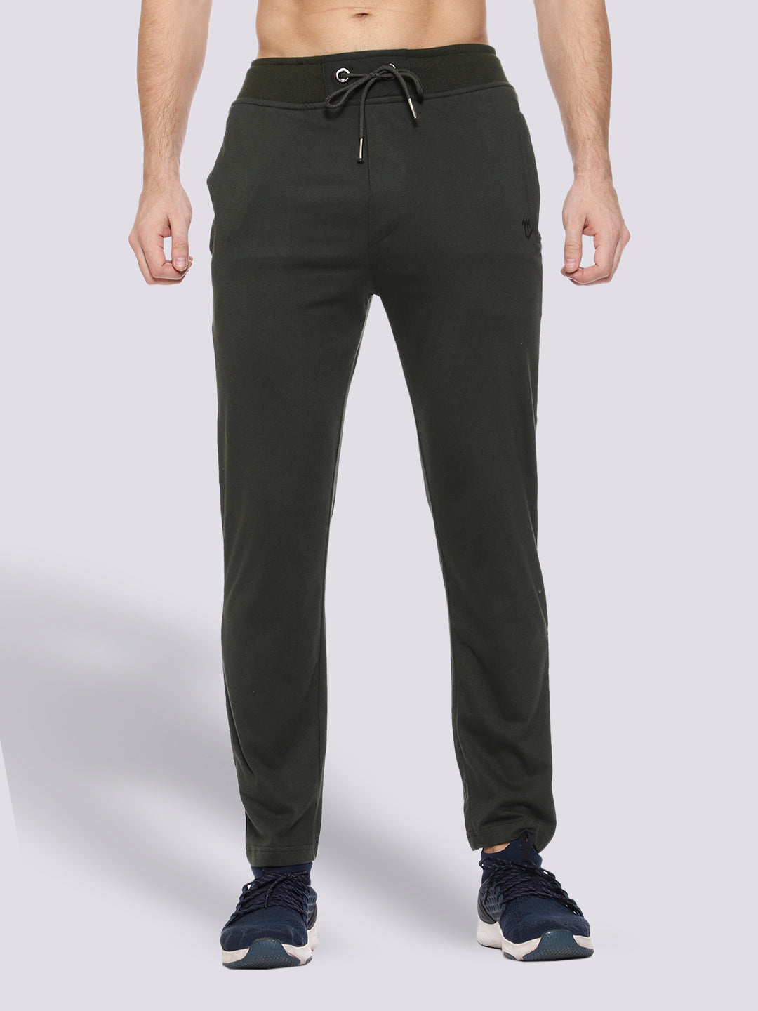 Olive Green Side Stripe Cotton Track Pant for Men
