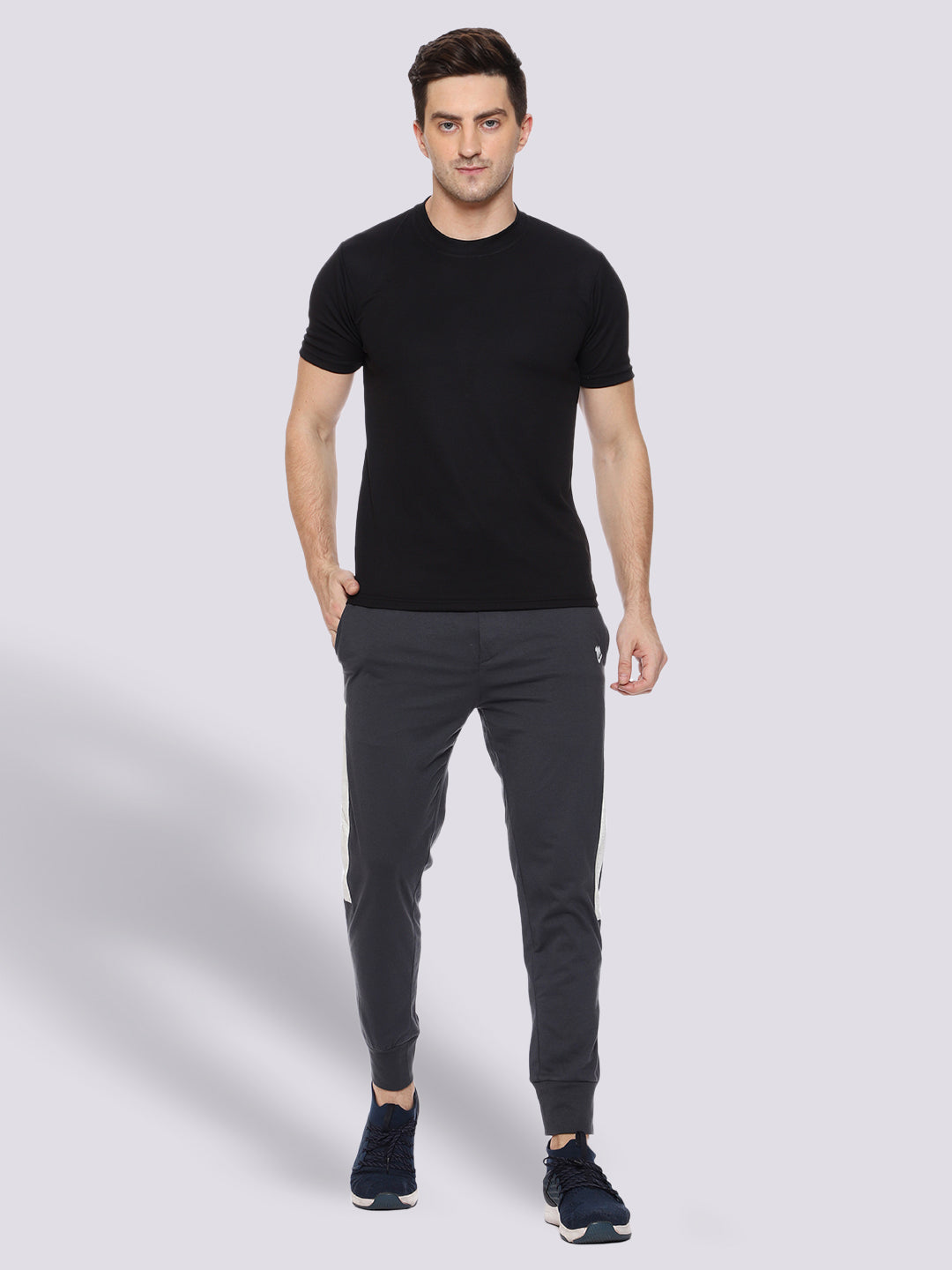 Charcoal Grey Close Bottom Cotton Track Pant for Men