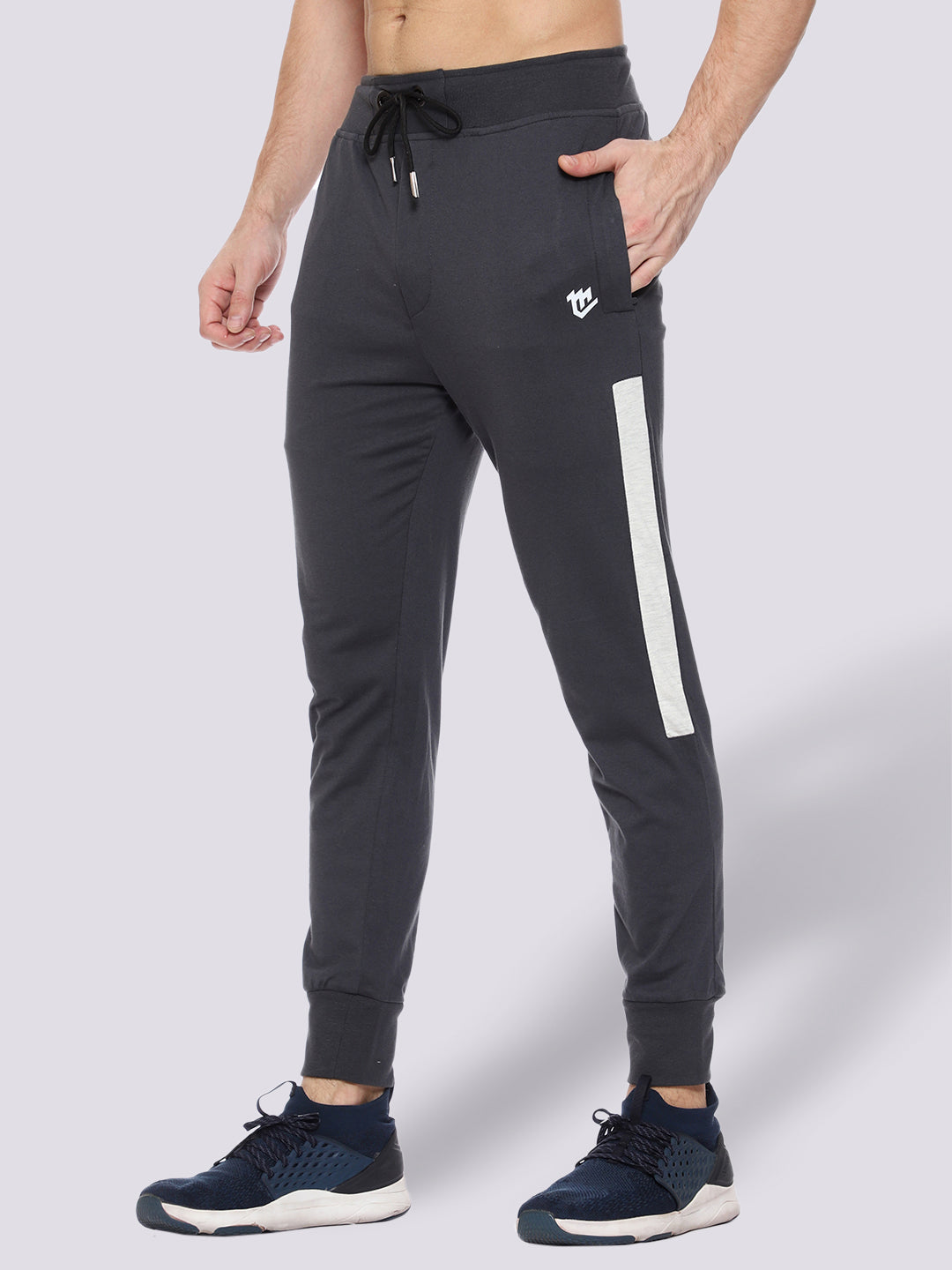 Charcoal Grey Close Bottom Cotton Track Pant for Men