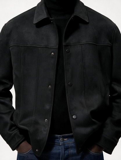 Suede Snap Jacket (Black)
