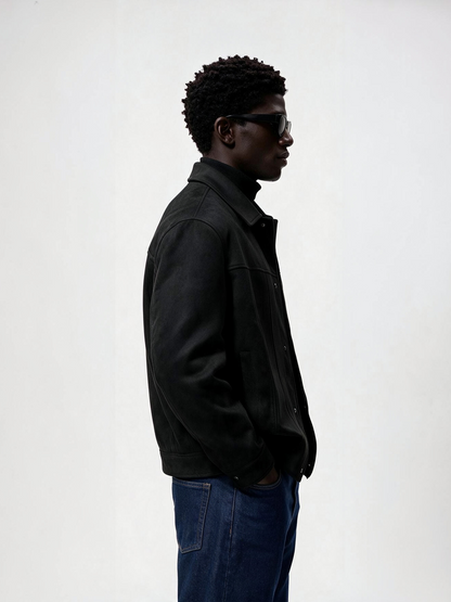 Suede Snap Jacket (Black)